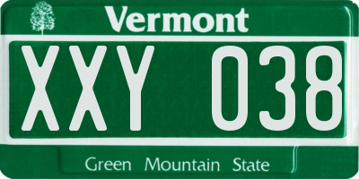 VT license plate XXY038
