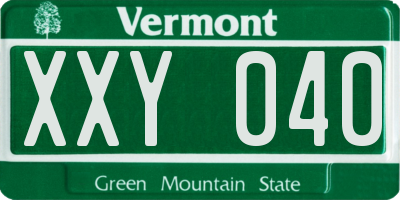 VT license plate XXY040