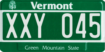 VT license plate XXY045