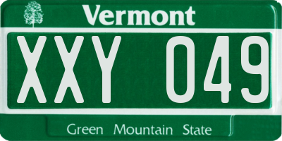 VT license plate XXY049