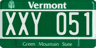 VT license plate XXY051