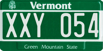 VT license plate XXY054
