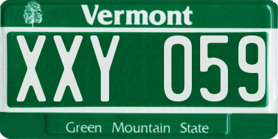 VT license plate XXY059