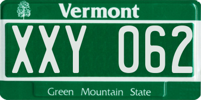 VT license plate XXY062