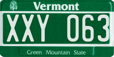 VT license plate XXY063