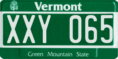 VT license plate XXY065