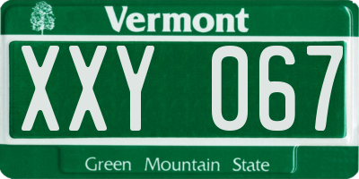 VT license plate XXY067