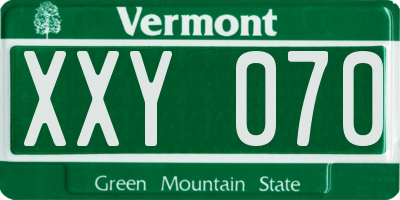 VT license plate XXY070