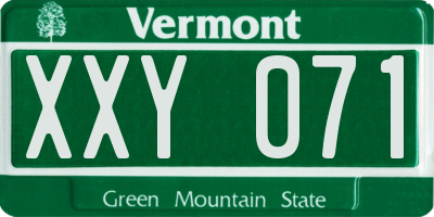 VT license plate XXY071