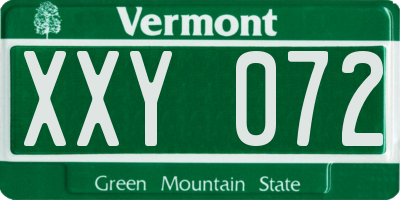 VT license plate XXY072