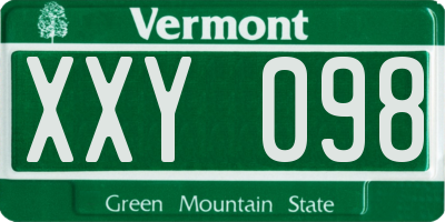 VT license plate XXY098