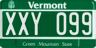 VT license plate XXY099
