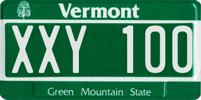 VT license plate XXY100