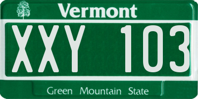 VT license plate XXY103
