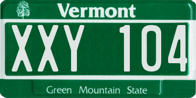VT license plate XXY104