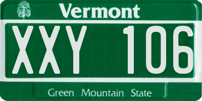VT license plate XXY106