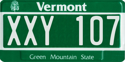 VT license plate XXY107