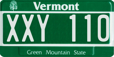 VT license plate XXY110