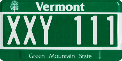 VT license plate XXY111