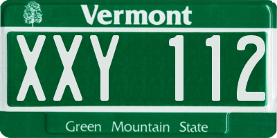 VT license plate XXY112