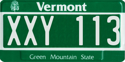 VT license plate XXY113
