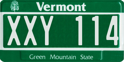 VT license plate XXY114