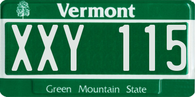 VT license plate XXY115