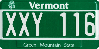 VT license plate XXY116