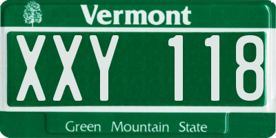 VT license plate XXY118