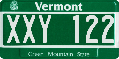 VT license plate XXY122
