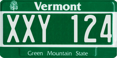 VT license plate XXY124