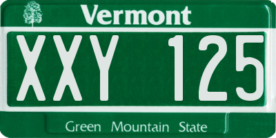 VT license plate XXY125