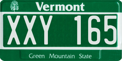VT license plate XXY165