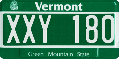 VT license plate XXY180