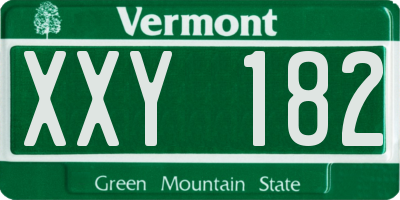 VT license plate XXY182