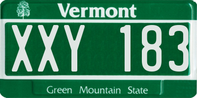 VT license plate XXY183