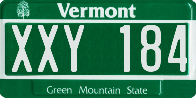 VT license plate XXY184