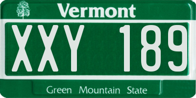 VT license plate XXY189
