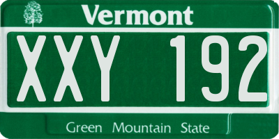 VT license plate XXY192