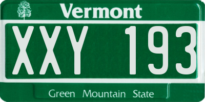 VT license plate XXY193