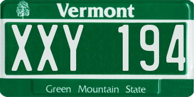 VT license plate XXY194
