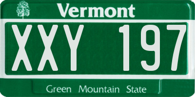 VT license plate XXY197