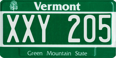 VT license plate XXY205
