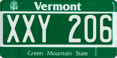 VT license plate XXY206