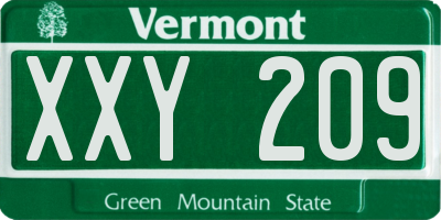 VT license plate XXY209