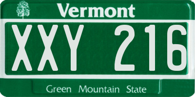 VT license plate XXY216