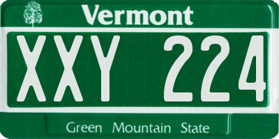 VT license plate XXY224