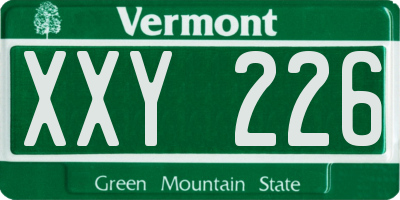 VT license plate XXY226