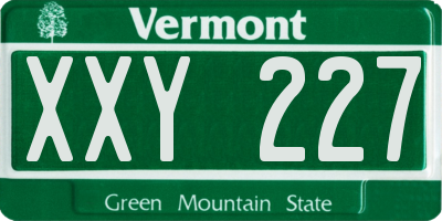 VT license plate XXY227