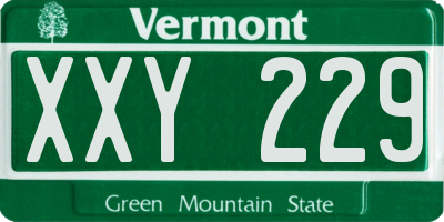 VT license plate XXY229